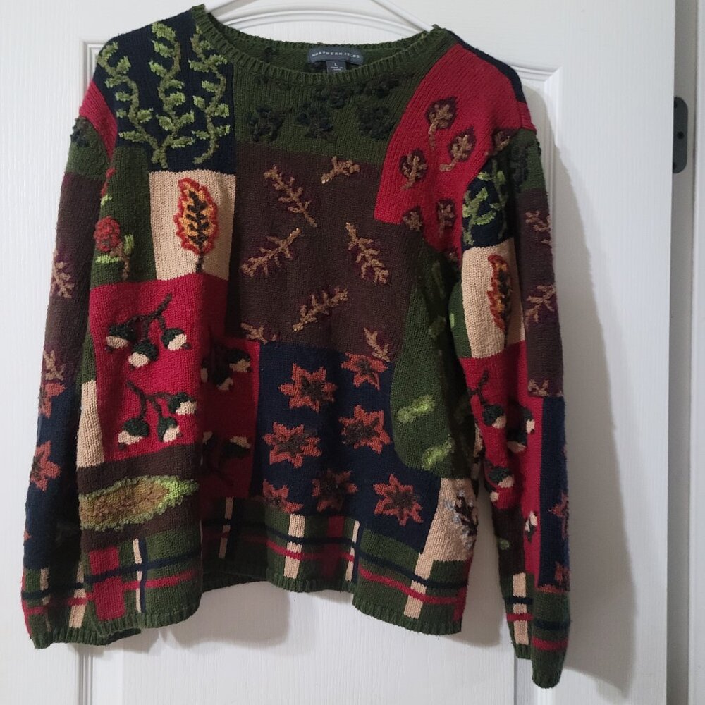 Northern Isle Fall Patchwork Leaf Sweater